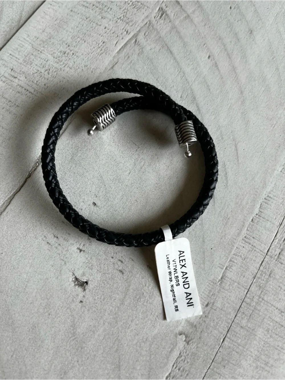 Alex and Ani Black Braided Leather Wrap Bracelet with Silver Accents - Picture 3 of 4